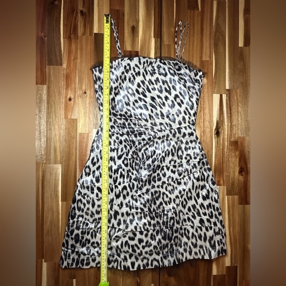 Yoana Baraschi Beige Black Animal Print Spaghetti or Strapless Party Dress Tulle - Picture 6 of 10